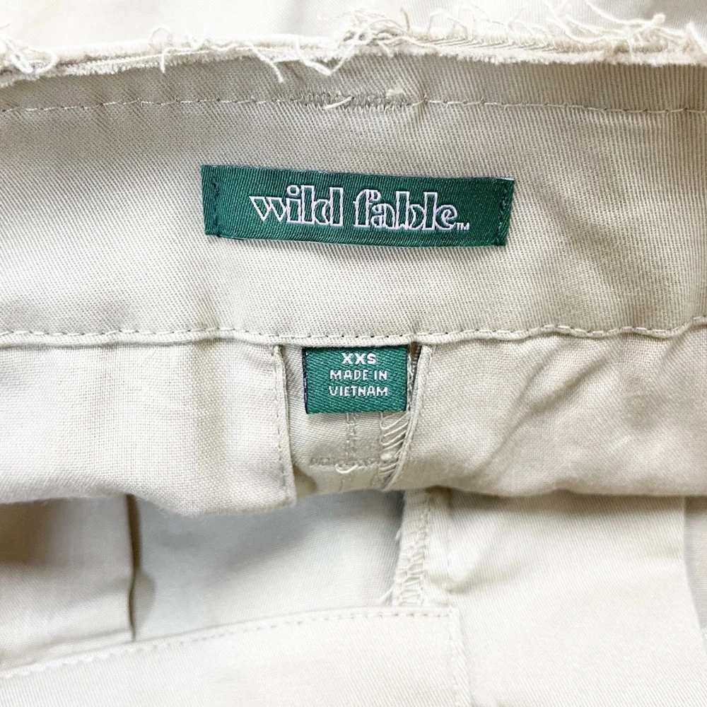 Wild Fable Women's Beige Khaki Wide Leg Raw Hem Waistband Pants Size XXS - Picture 7 of 7